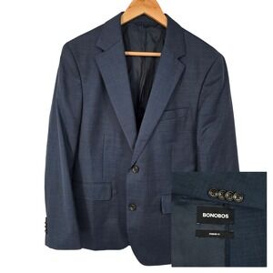 Bonobos Standard Fit Blazer Mens 38S Navy Blue Worsted Wool Blend 2-Button
